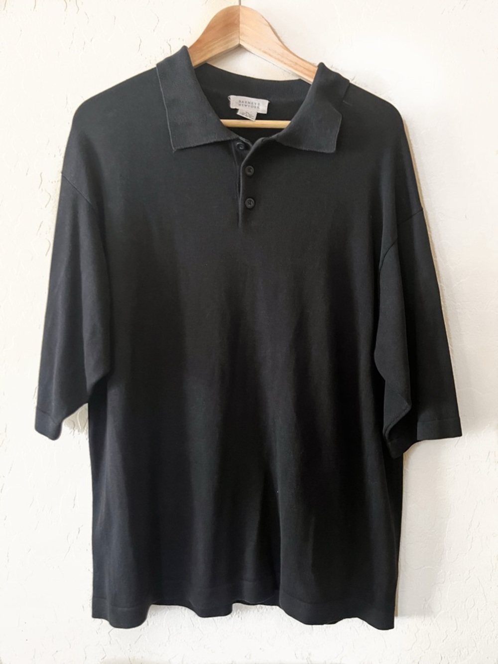 Barneys New York Black Men's Silk Polo Shirt Size XL